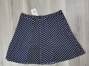 Poppy Lux Skirt Women's 6 Navy/Ivory Dotty New